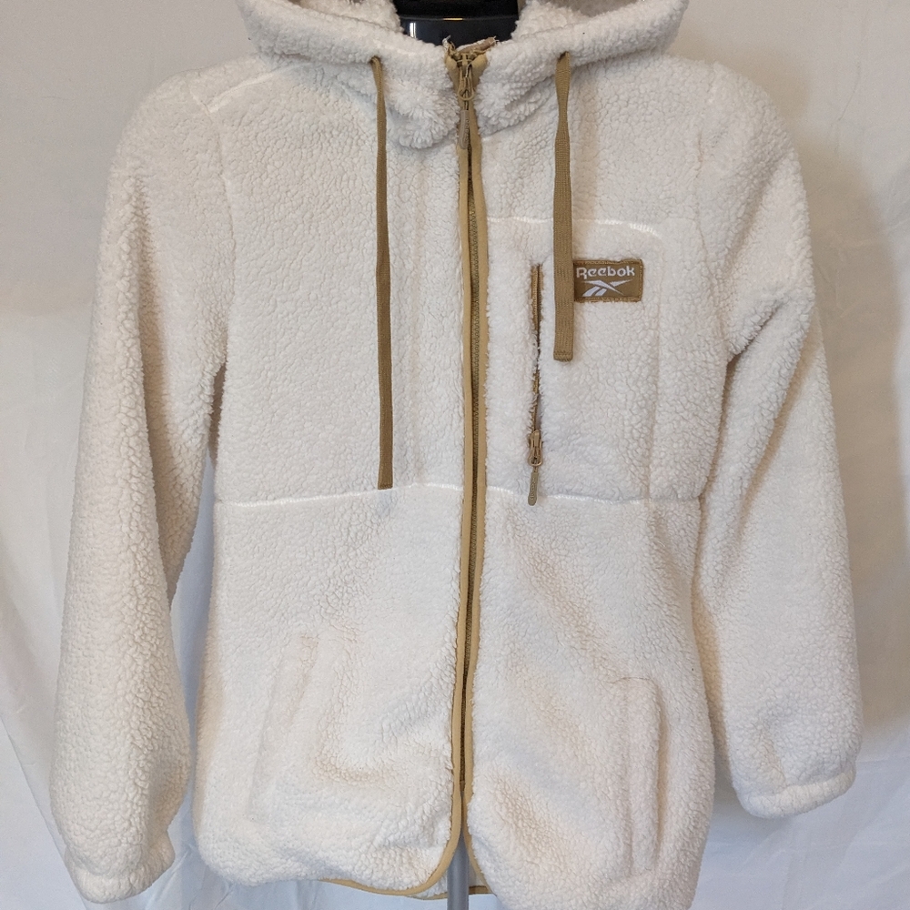 Reebok White Faux Fur Jacket Size LP Petite